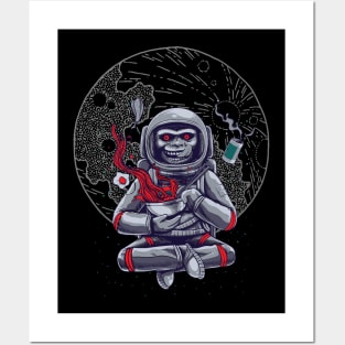 Monkey moon in space atlas Posters and Art